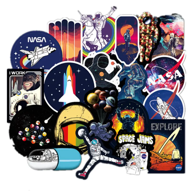 100Pcs SPACE EXPLORER STICKERS Vinyl Decals for Laptop Macbook Trackpads Keyboards Waterproof Vinyl Stickers Graffiti Sticker