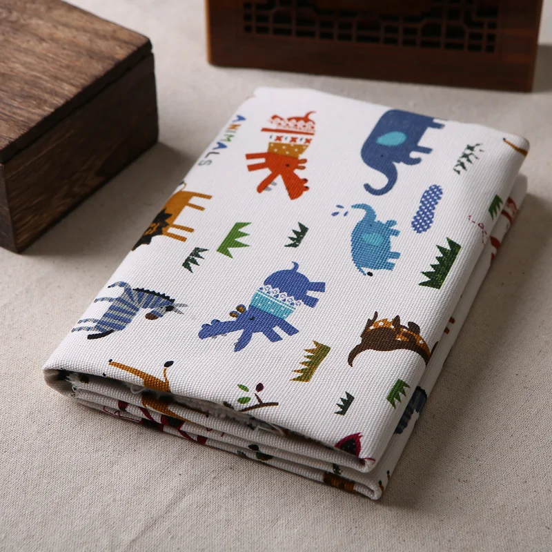 

Animal Cartoon Printed Cotton Linen Fabric Canvas Textile Cloth DIY Sewing Curtain Pillow Tablecloth Cotton Fabric Material