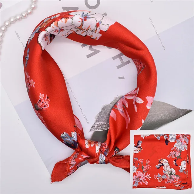 Square Scarf Tie Satin Small silk Band Neck Ring satin Scarf Head Scarf ...