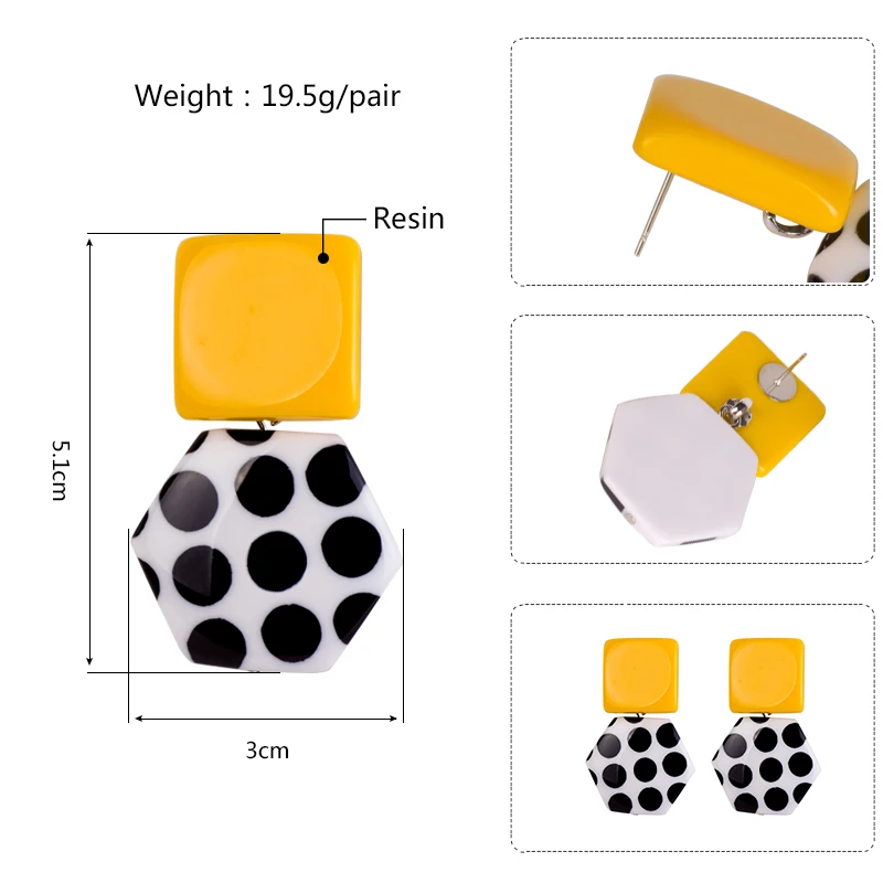 GuanLong Vintage Big Acrylic Drop Earrings for Women 2018 New Resin Spot Summer Earrings Fashion Jewelry Long Dangle Brincos (5)