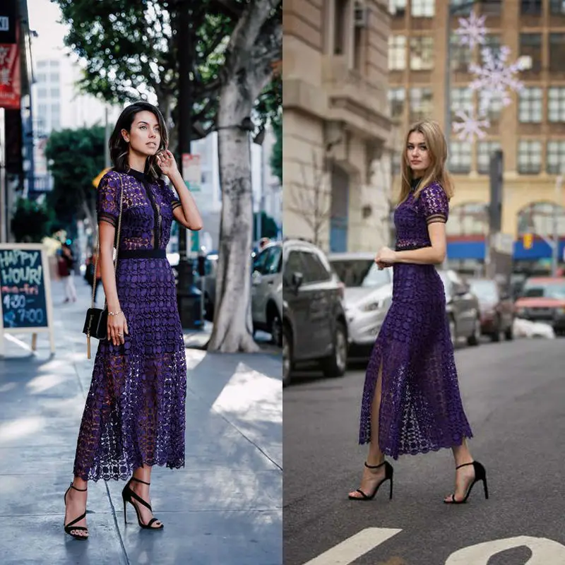 self portrait midi lace dress