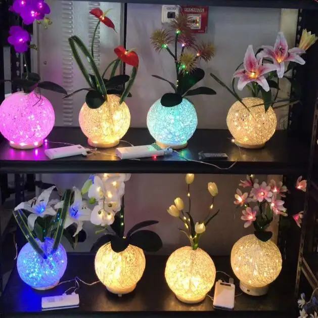 

Remote 8 models Newest Dynamic Fairy lily Wedding decoration led Novelty artistic optical fiber flower Christmas New Year party