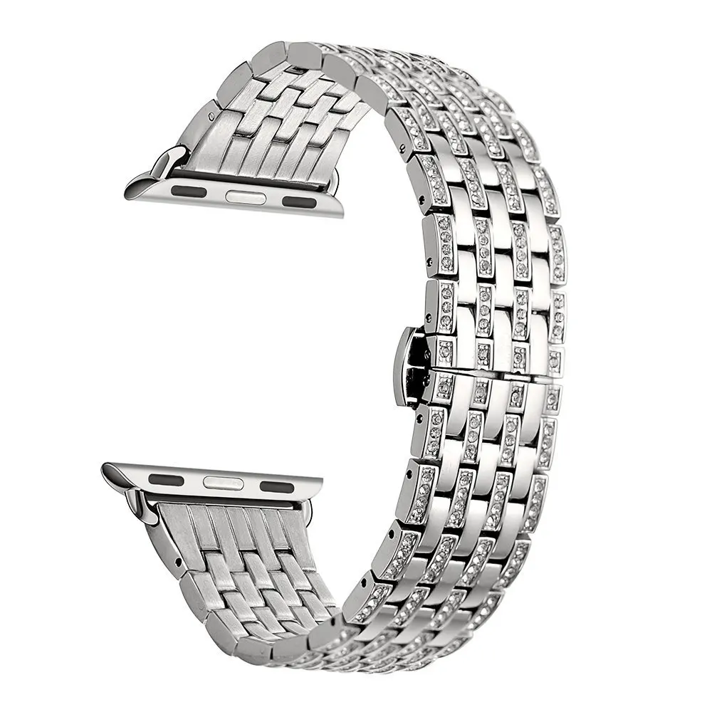 Женский сменный Браслет для Apple Watch SE Band Series 6 5 4 3 2 роскошный алмаз 40 мм 44 38 42