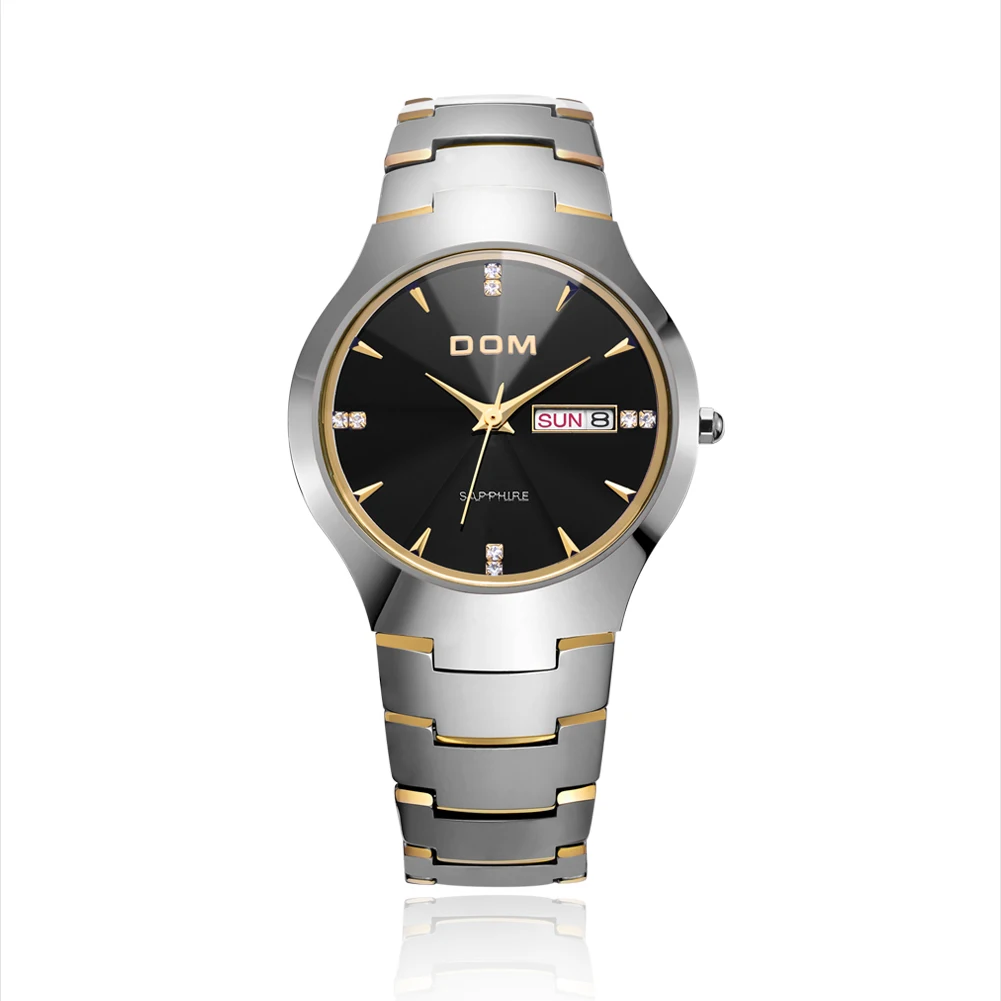 

Men's Business Auto Date Tungsten Steel Band Watches Analog Quartz Wrist Watch
