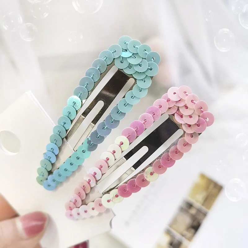 

Bling Sequin Barrettes Headdress Hairpins Headband Triangle Hollow Handmade Hair Clip Solid Cute New Hair Accessories Baby Girls
