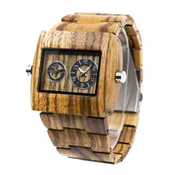 BEWELL Groomsmen Мужские ручной работы бизнес наручные часы Полный натуральный Zabra деревянный ремешок кварцевые с подарочной коробке Relogio 021C