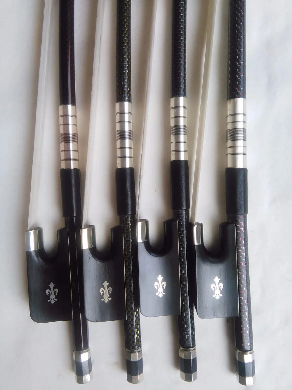 4 PCs strong balanced Carbon fiber bow double bass bow 3/4 ebony frog