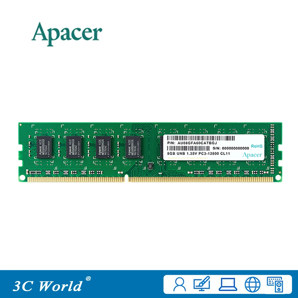 

Apacer DDR3 RAM 8GB 4GB 1600MHz DIMM Desktop Memory Support Motherboard DDR3 240pin 1.5V