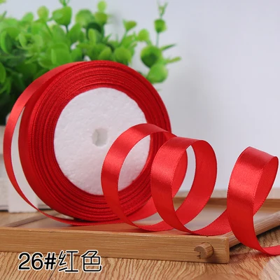 Grosgrain Satin Ribbon for Wedding Christmas Party Decorations DIY Bow Craft Ribbons Card Gifts Wrapping Supplies 25Yards/Roll - Цвет: 26 red