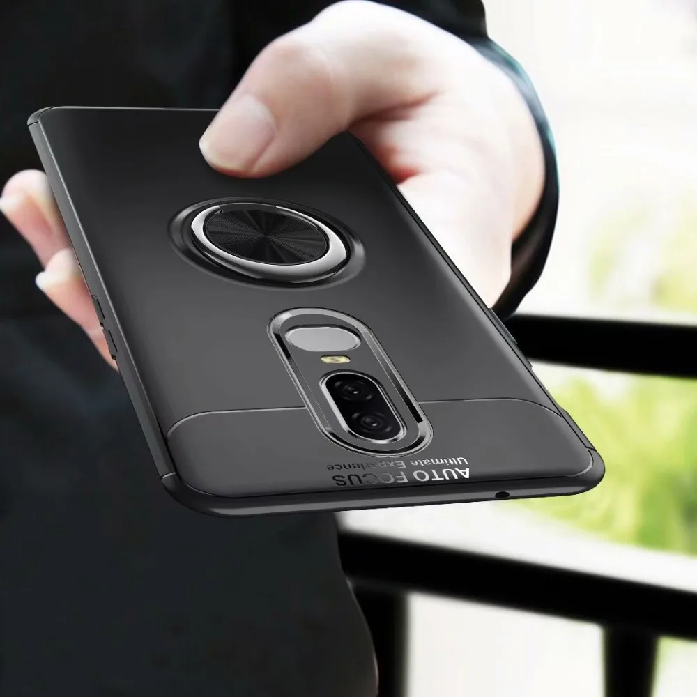 

High quality TPU Phone Cover For Oneplus 6T Case 6.41inch Shockproof Fundas For Oneplus 6 Case Magnet Ring Stents Stand Cases