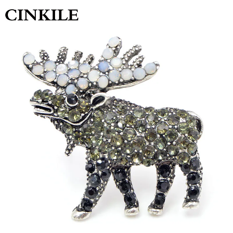 

CINKILE Rhinestone Deer Moose Elk Brooches Small Cute Vivid Animal Brooch pin 2 Colors Available Fashion Jewelry Men Gift
