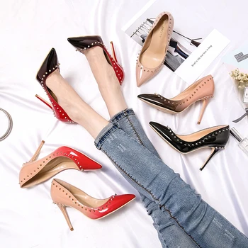 

fashion woman patent leather 10CM high heel pointed toe shoes fading color style pointed toe 10CM Stiletto woman shoes 5 colors