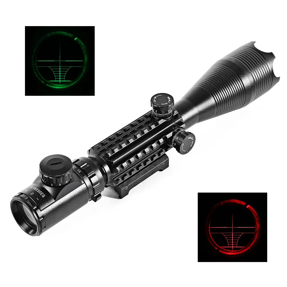 

Professional Laser Scope 4-16x50 Red Green Illuminated Reticle Riflescope Adjustable Green Red Dot Hunting Light Tactical Scope
