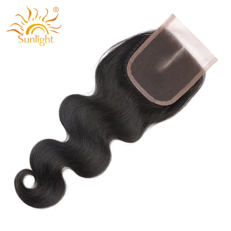Sunlight Hair 4X4 Lace Closure Brazilian Body Wave Middle Part With Baby Hair Natural Color Remy Human Hair Shipping Free 8-20