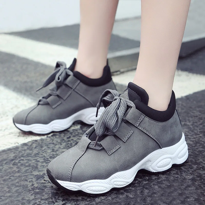 

Dropshipping Autumn Winter Platform Sneakers Women Pig Suede Comfortable Woman Casual Shoes Korean Fashion Zapatos DeMujer Black