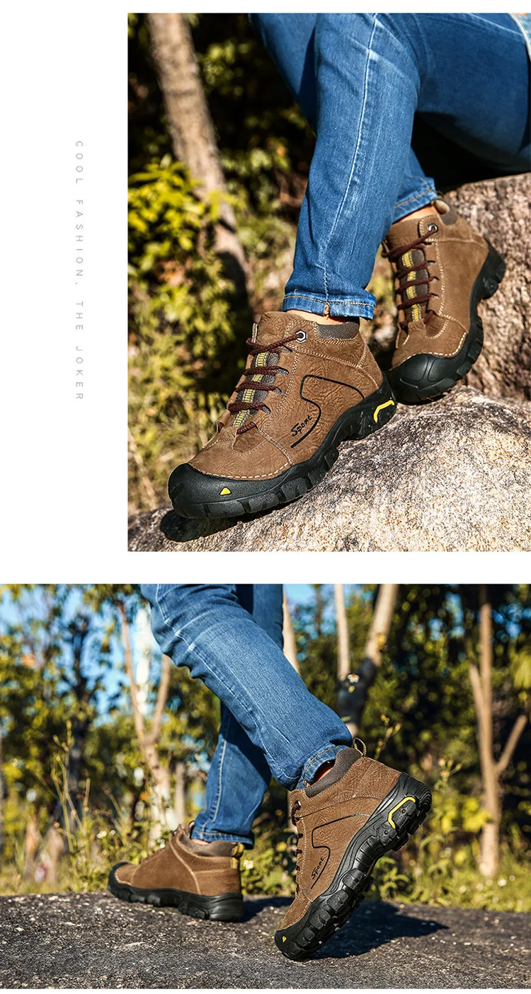 Merkmak/зимние мужские ботинки из натуральной кожи; теплые зимние мужские ботинки на меху; Повседневная походная обувь на шнуровке; Мужская нескользящая обувь на резиновой подошве