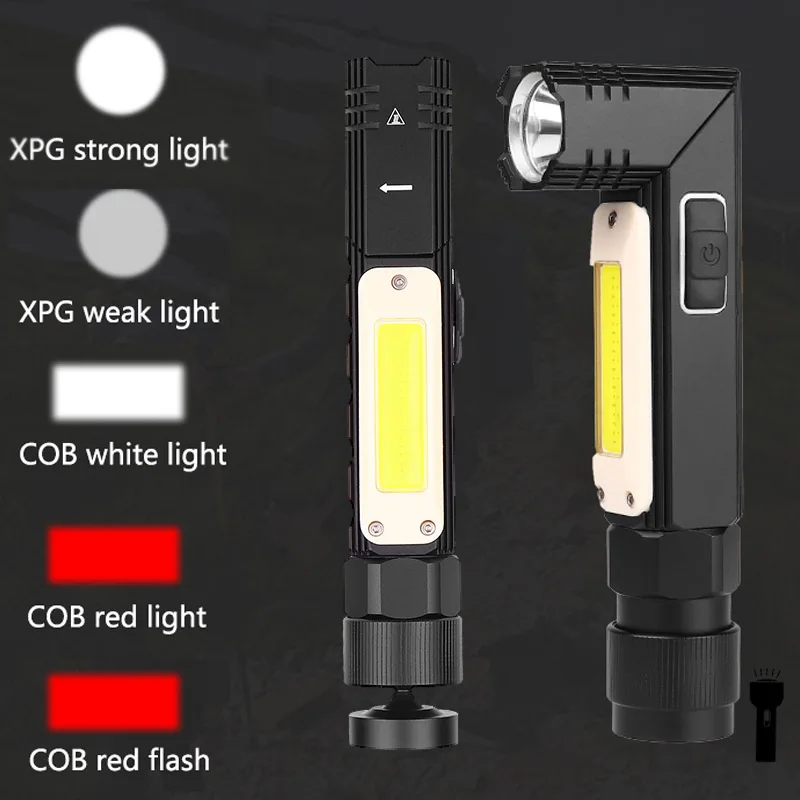 Высокий LM Светодиодный светильник-вспышка ультра яркий Водонепроницаемый COB светильник USB Перезаряжаемый фонарь задний Магнит 5 режимов рабочий светильник вращающийся водонепроницаемый