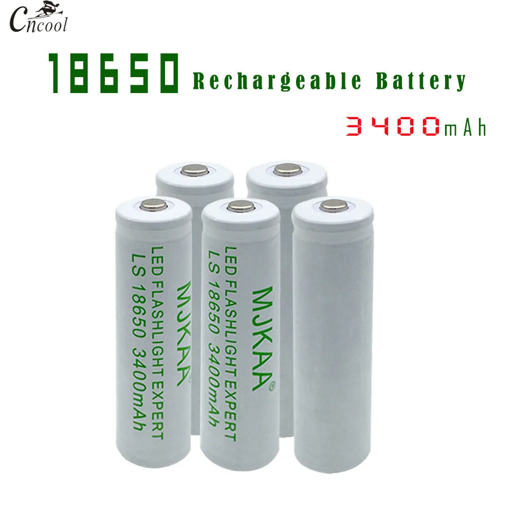 

5pcs High capacity 18650 Rechargeable Battery(not AA/AAA Battery) 3.7v 3400mAh Li-ion Tip Head Bateria for Flashlight Headlamp