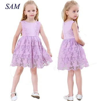 

2019 Summer New Girl Dresses Children's Clothing Princess Sleeveless Lace Puff Dress Party Dress Fashion Vest Dress 4 Colors