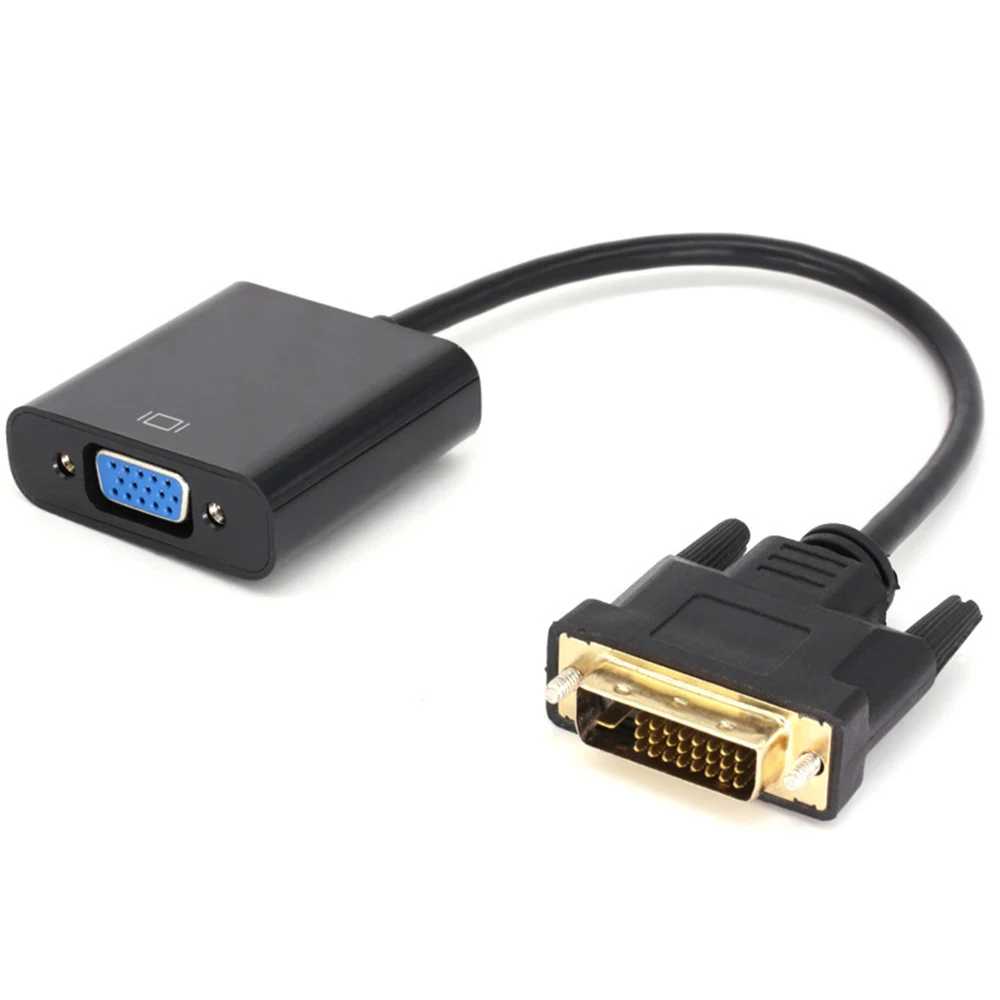 FDBRO 25 Pin DVI штекер 15 Pin VGA Женский видео конвертер для ПК Дисплей DVI в VGA Кабель-адаптер 1080P DVI-D в VGA кабель 24+ 1 - Цвет: Black