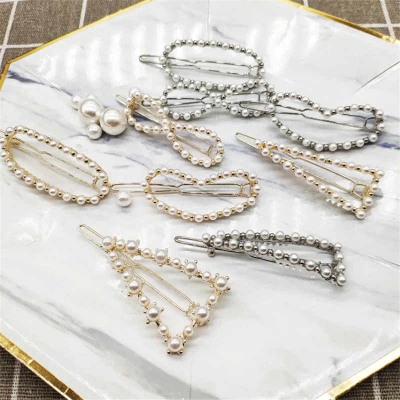 

Moons Hairpins with Pearls Hair Clips Wedding Hair Accessories Fashion Women Hair Jewelry Geometric Pearl Barrettes Ornaments