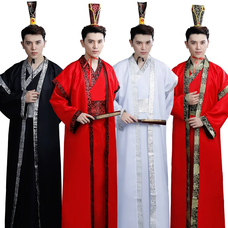 Красный Hanfu для Мужчин Косплей Костюм древняя Студенческая одежда Улучшенный традиционный костюм ханфу белый Hanfu сценический костюм, одежда BL1815