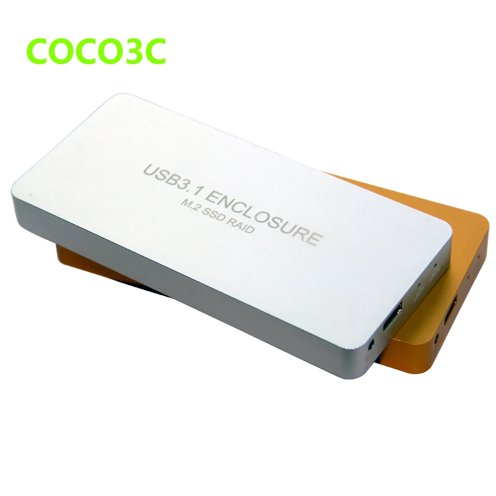  USB3.1 Typ-C zu 2 M.2 SSD RAID Gehäuse USB-C zu Dual NGFF adapter M.2 SSD Externe Box + RAID0 RAID1