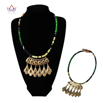 

African Necklace Sets For Women Party Gifts African Print Wax Fabric Women's Jewelry Party Style Accessories For Women WYB48