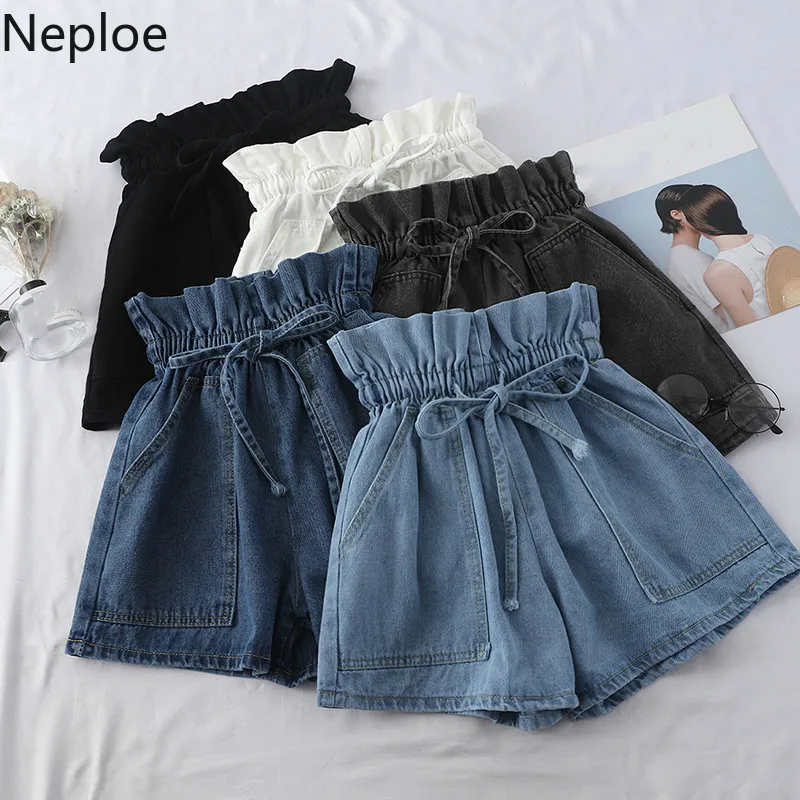 Neploe бутон Drawstring женские шорты с высокой талией карманами короткие Feminino Лето 2019