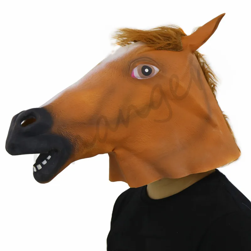 Creepy Horse Head Latex Mask Halloween Costume Party Propin Boys Costume Accessories from
