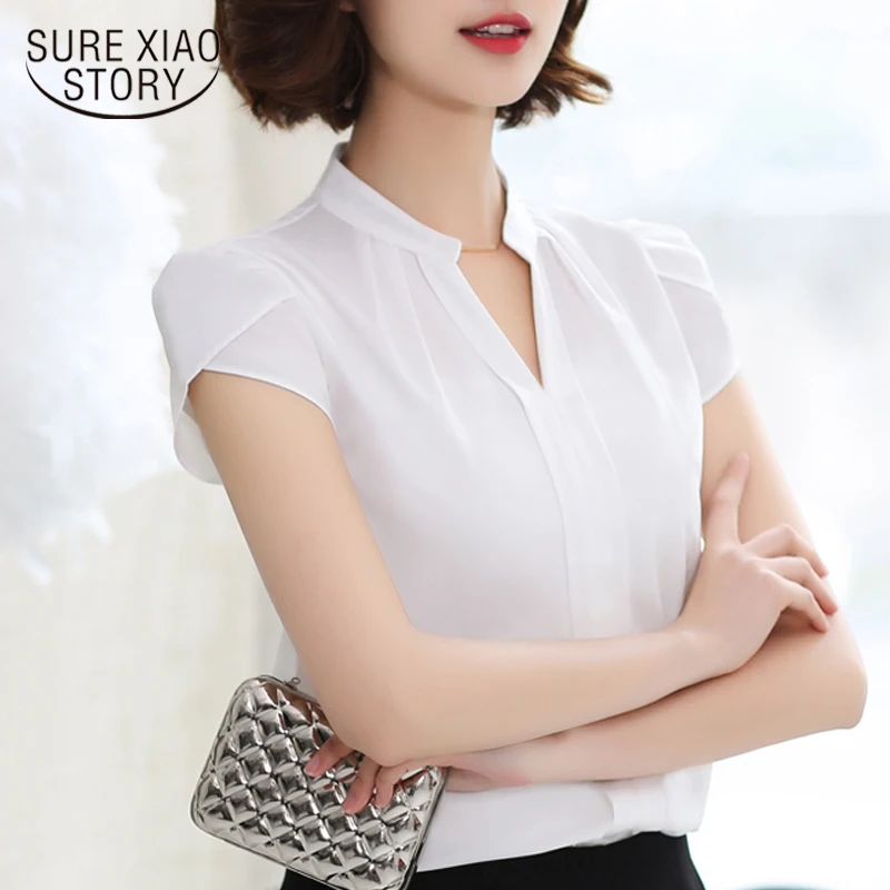 

New Arrival 2019 Summer Autumn Fashion Women Blouses Petal Sleeve Short Sleeve Shirt Ladies Casual Office Formal Blouses 58G 25
