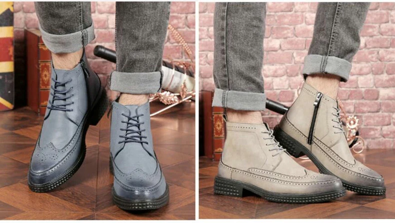 Men's Boot Lace-up Men Boots Genuine Leather Winter Black Chelsea Boots Mens Ankle Military Boots' Men Desert winter shoes mens  (7)