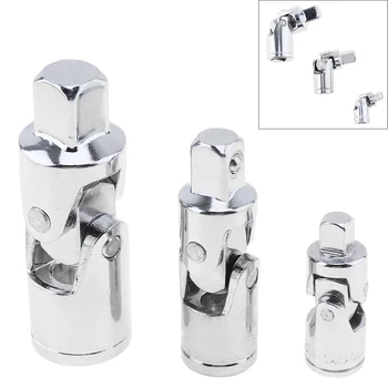 

3pcs Impact Universal Joint Socket Wrench Set 1/4-Inch 3/8-Inch 1/2-Inch Drive Cr-V Universal Joints Set Sockets Adapter Ratchet