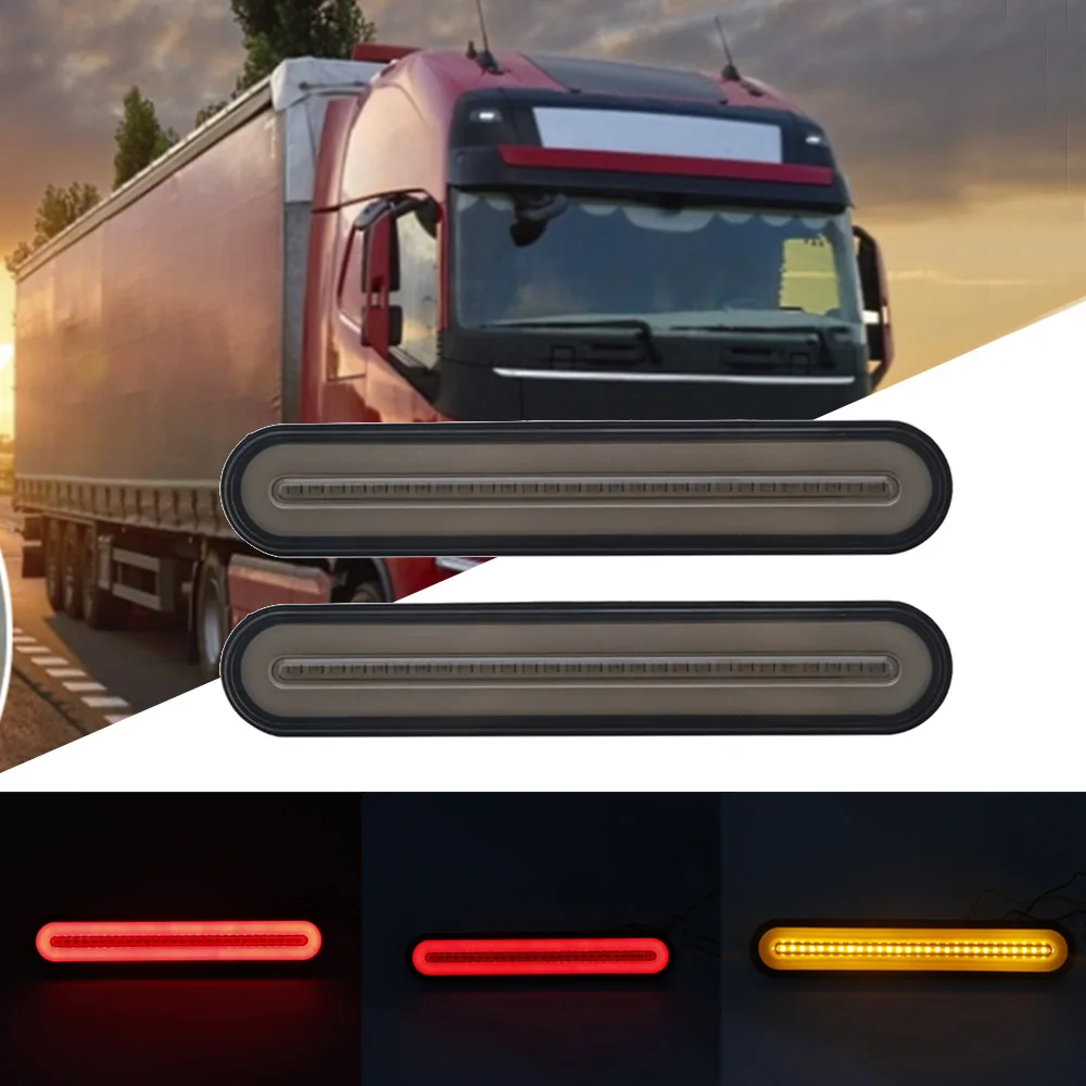 

Pair LED Neon Halo Ring Tail & Brake Stop Turn Light Sequential Flowing Signal Light Lamp Waterproof Trailer Truck Brake Light