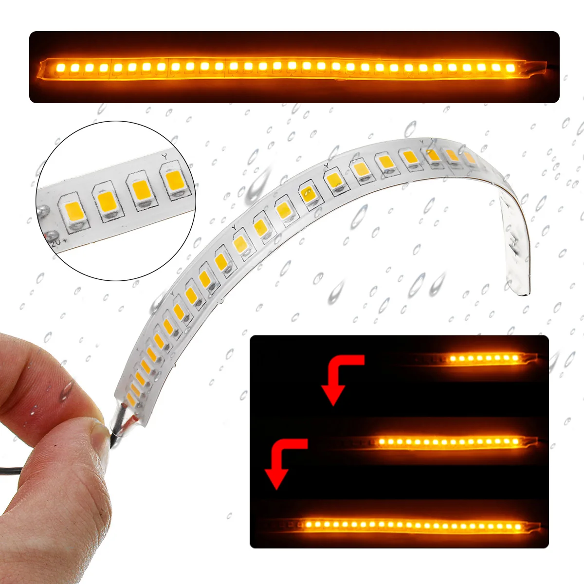 

2pcs Car Rearview Mirror Indicator Lamp DynamicTurn Signal Light Strip Flowing Led Strip Light Waterproof Signal Lamp Stripe