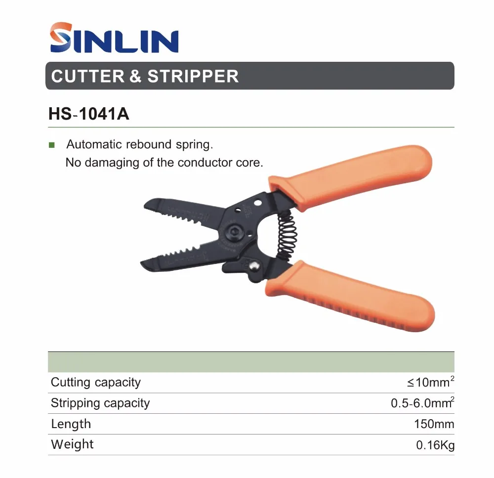 Decrustation Pliers HS-1041A CABLE CUTTER&STRIPPER TOOLS 0.5-6mm^2 For cutting wire stripping wire and crimping terminals,etc