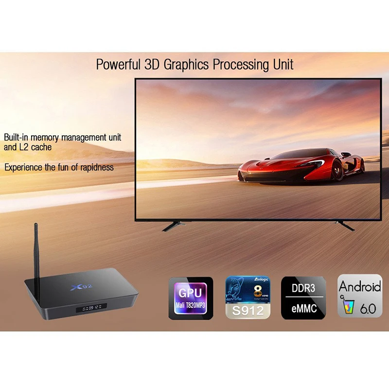 X92 3 ГБ 32 Android 7 1 Smart ТВ коробка 4 К H.265 Amlogic S912 Восьмиядерный Поддержка 2 г 5