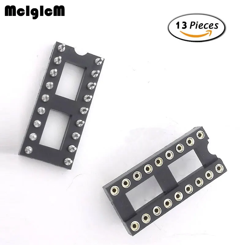 

MCIGICM 13pcs Round Hole 18 Pins 2.54MM DIP IC Sockets Adaptor Solder Type IC Connector