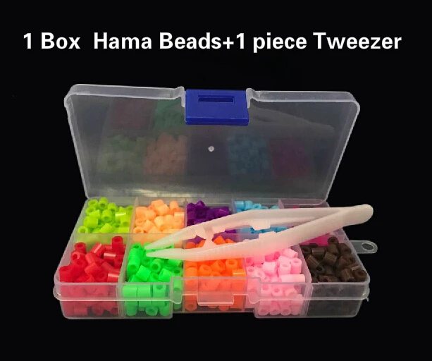 10 цветов перлер бусины Гладильные бусины 5 мм Хама бусины предохранитель бусины с коробкой Пинцет pegboard головоломки diy ремесла игрушки GYH - Цвет: box beads x Tweezer