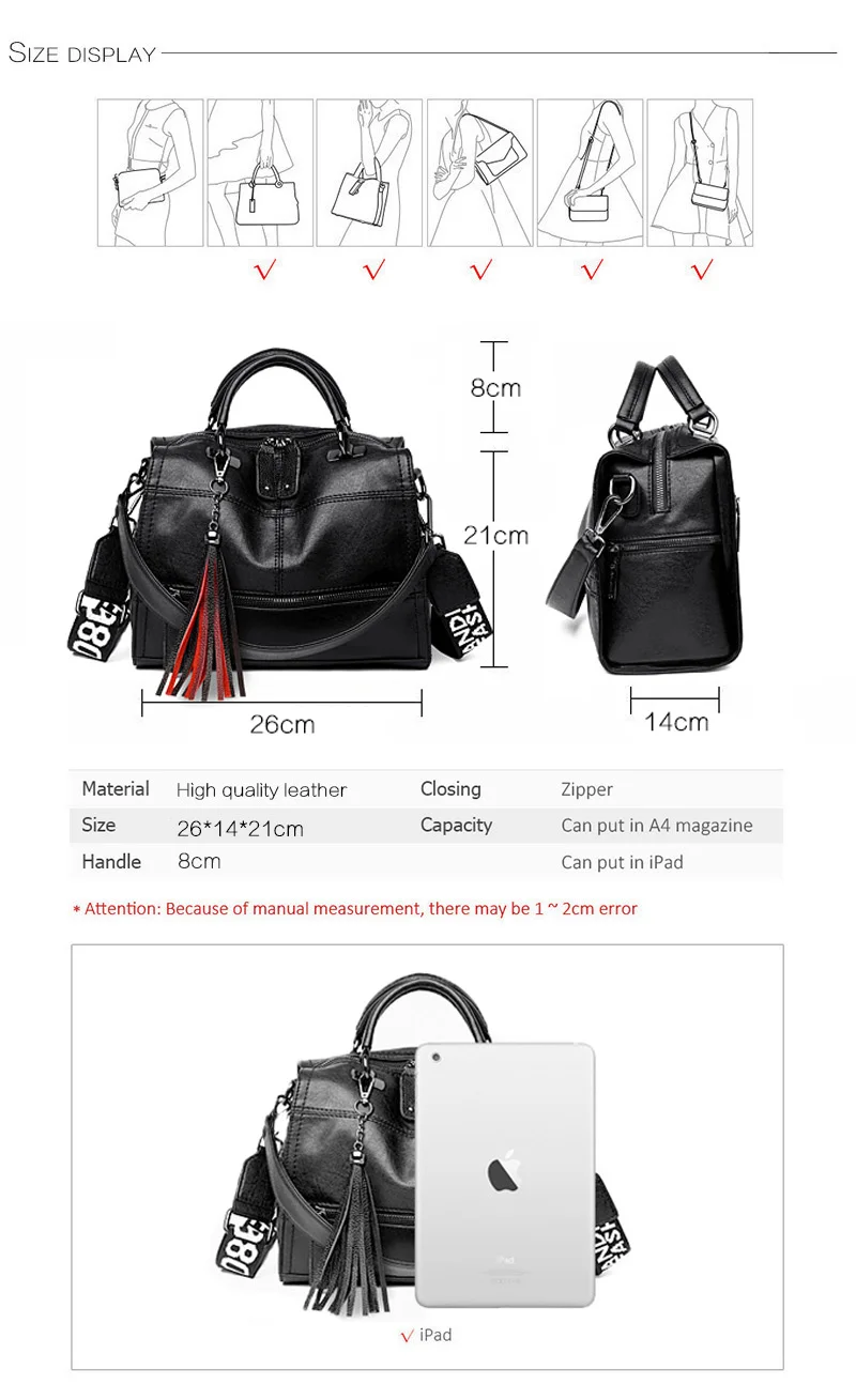 Retro feminina bolsas de ombro largo alça