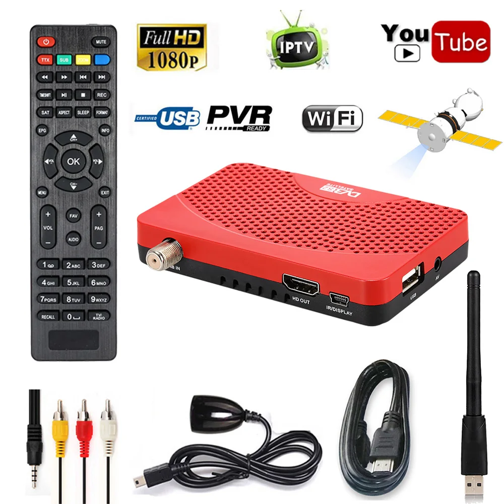 Mini Size HD AC3 Audio FTA Digital 1080P DVB S2 Satellite Receiver IKS