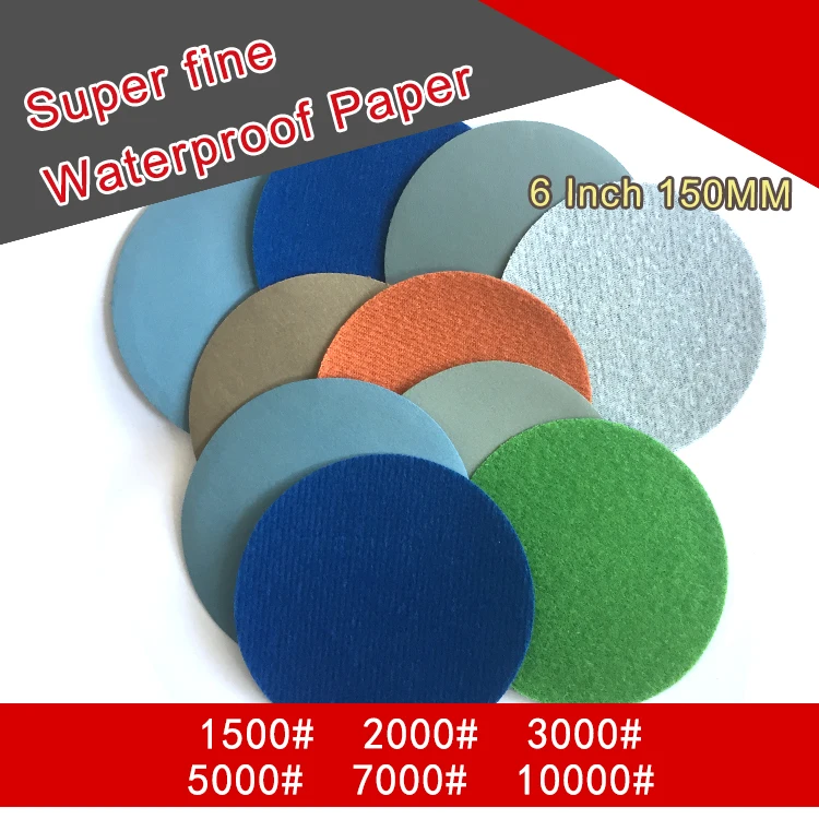 10PCS 6 Inch Flocking Waterproof Sandpaper Abrasive Paper 3000 to 10000