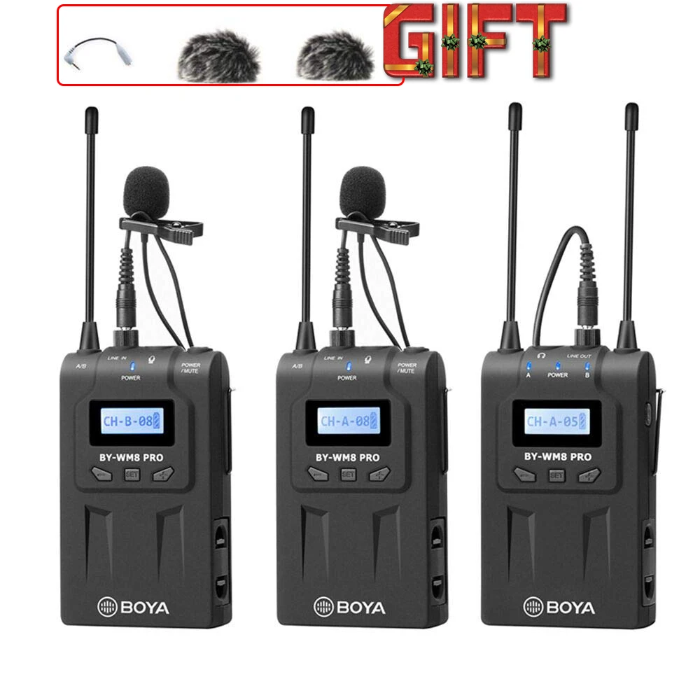 

BOYA BY-WM8Pro K2 K1 mic condenser Wireless Mic Microphone System Audio Video Recorder Receiver for Canon Nikon Sony DSLR Camera