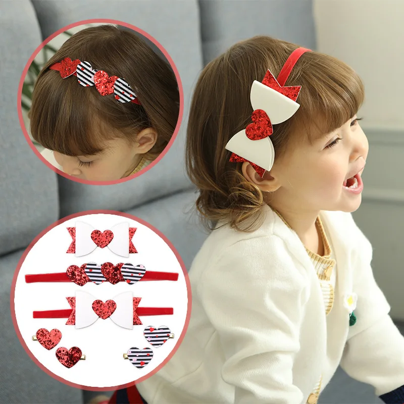 Red Cute Baby Girl Headbands and Clips Beautiful Hairbands Soft Bows
