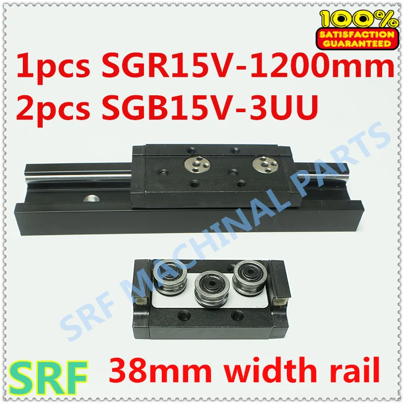 

38mm width Aluminum Square Roller Linear Guide Rail 1pcs SGR15V Length=1200mm +2pcs SGB15V-3UU three wheel slide block