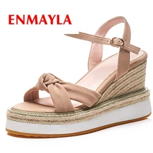 ENMAYLA   Kid Suede  Basic  Casual  Woman Sandals 2019 Summer  Buckle Strap Women Fashion High Heel Sandals Size 34-40 LY1101