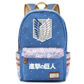 

Attack on Titan Wings Freedom Bag Backpack Flower Point Floral Bag School Teenagers Student Book Travel Laptop Girl Boys Mochila