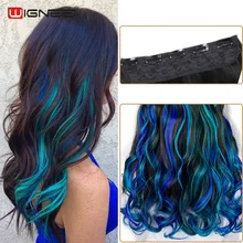 Wignee longue vague sans colle Cosplay en une seule pièce extension de cheveux synthétiques haute température Fiber synthétique demi-perruque pour les femmes cheveux