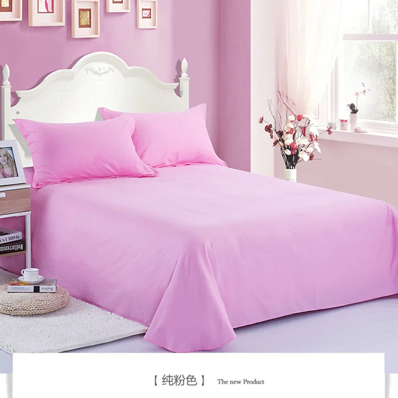 Хлопок розовый цвет плоский лист+ наволочка для детей взрослых односпальная двуспальная кровать плоский простыни XF632-2