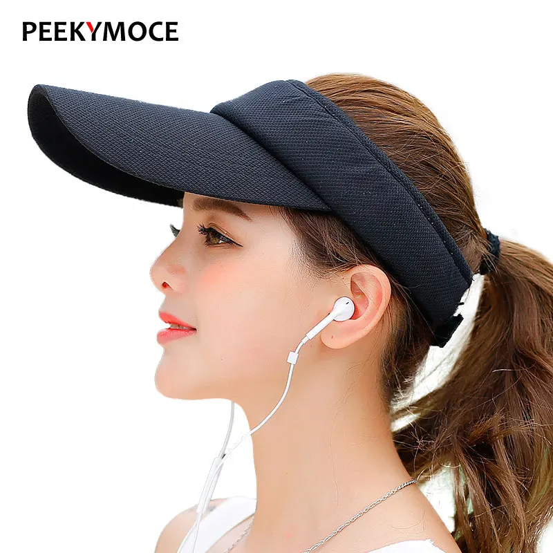 

Peekymoce Hat Women Summer Beach Empty Top Hats For Women Sun Visor Fashion Ladies Sunshade Cap Protection Foldable